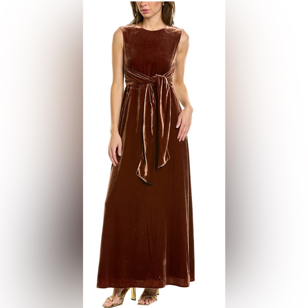 LAFAYETTE 148 NEW YORK
Talana Sleeveless Tie-Waist Calf-Length Velvet Dress Rust